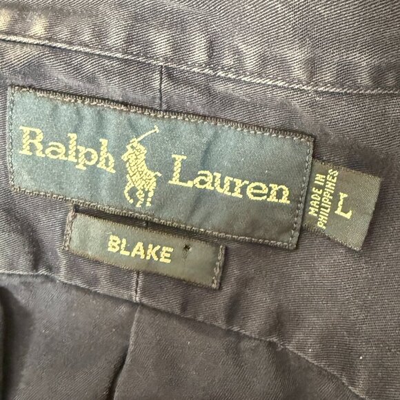 Ralph Lauren Navy Blake Long Sleeve Button Down Men's Shirt Sz Large - Picture 2 of 8